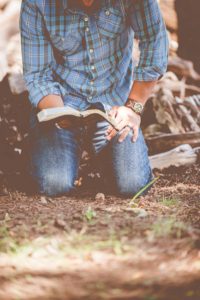 Kneeling, prayer, man praying, bible