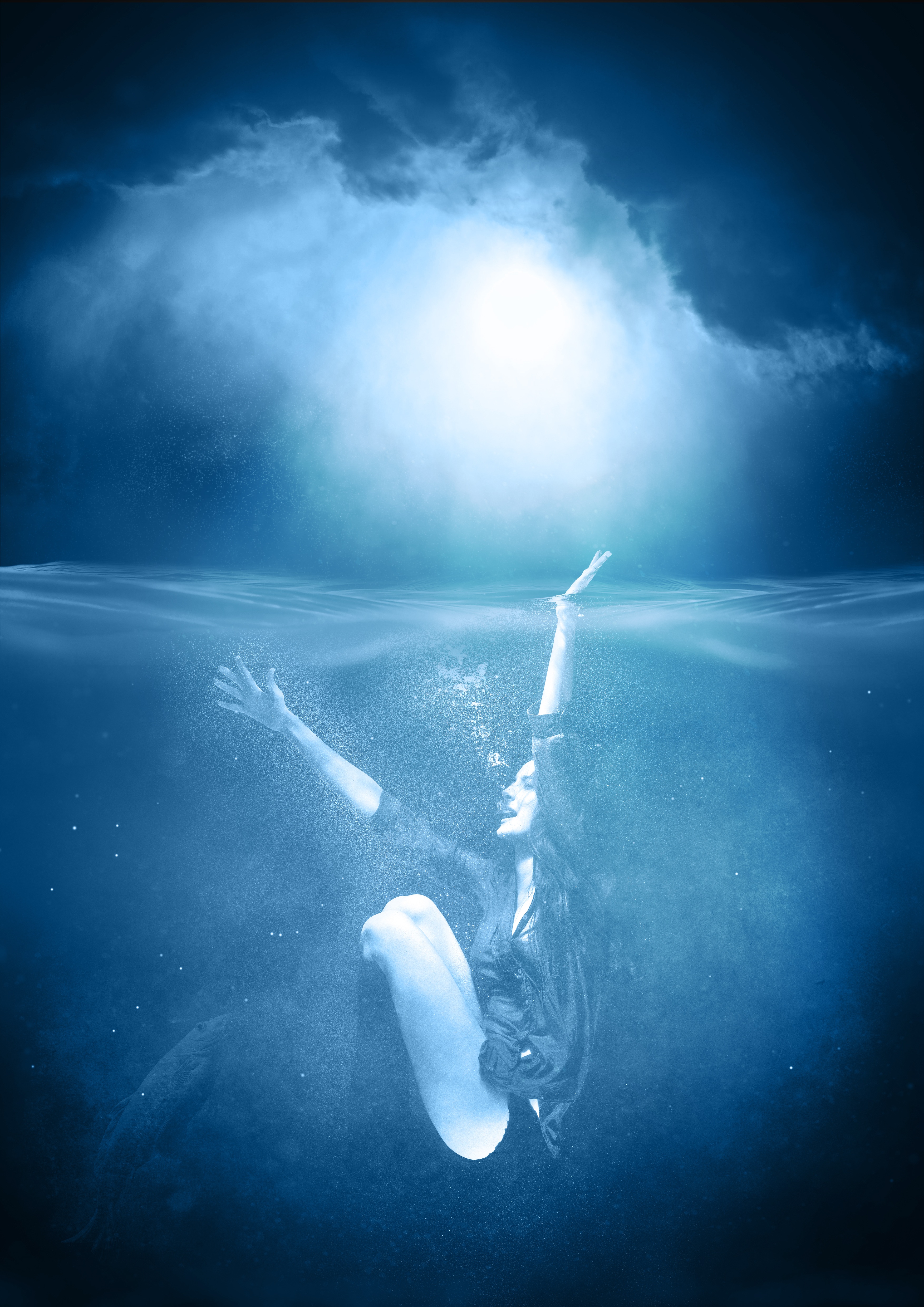 Woman sinking into depths